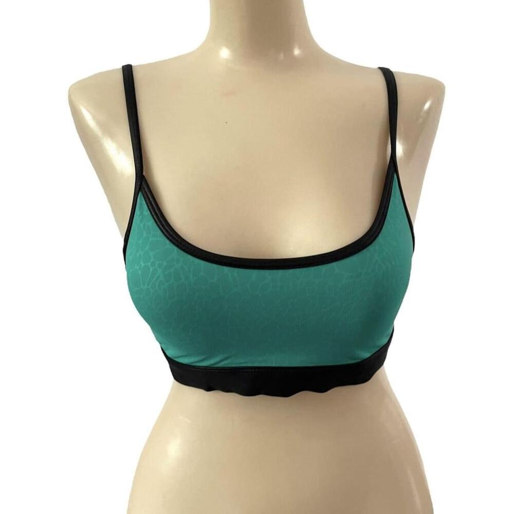 Zyia Active Women Green Black Sports Bra Extra Small (XS) Leopard Imprinted